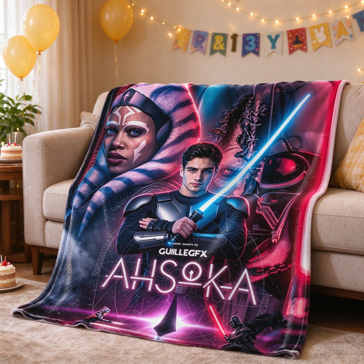 Custom Photo Face Flannel Blanket Personalized Sci-Fi Warrior Graphic Throw Soft Cozy Warm Bed Sofa Keepsake Gift