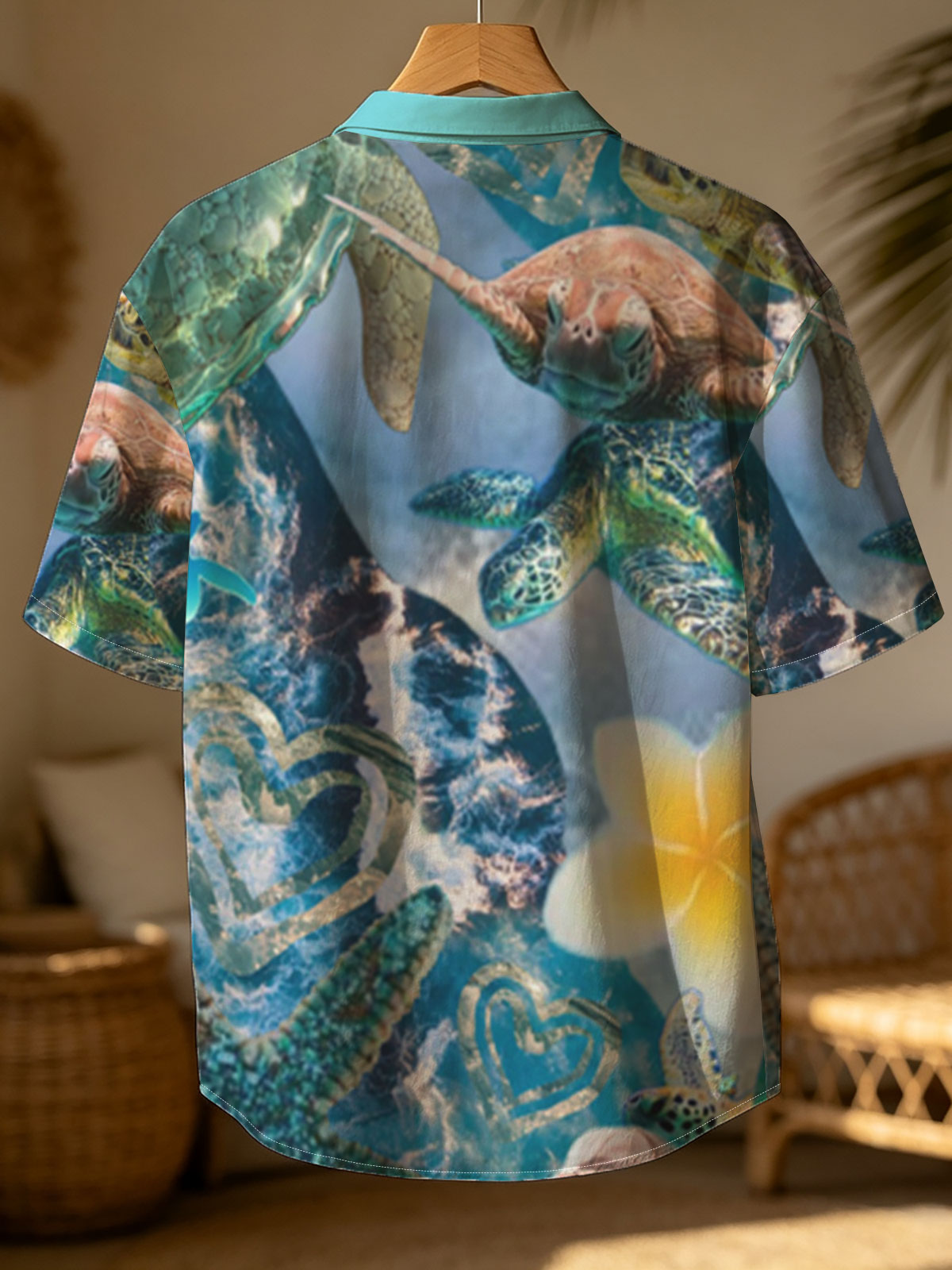 Turtles, stars, and flowers in a heart-filled ocean scene -  Shirt