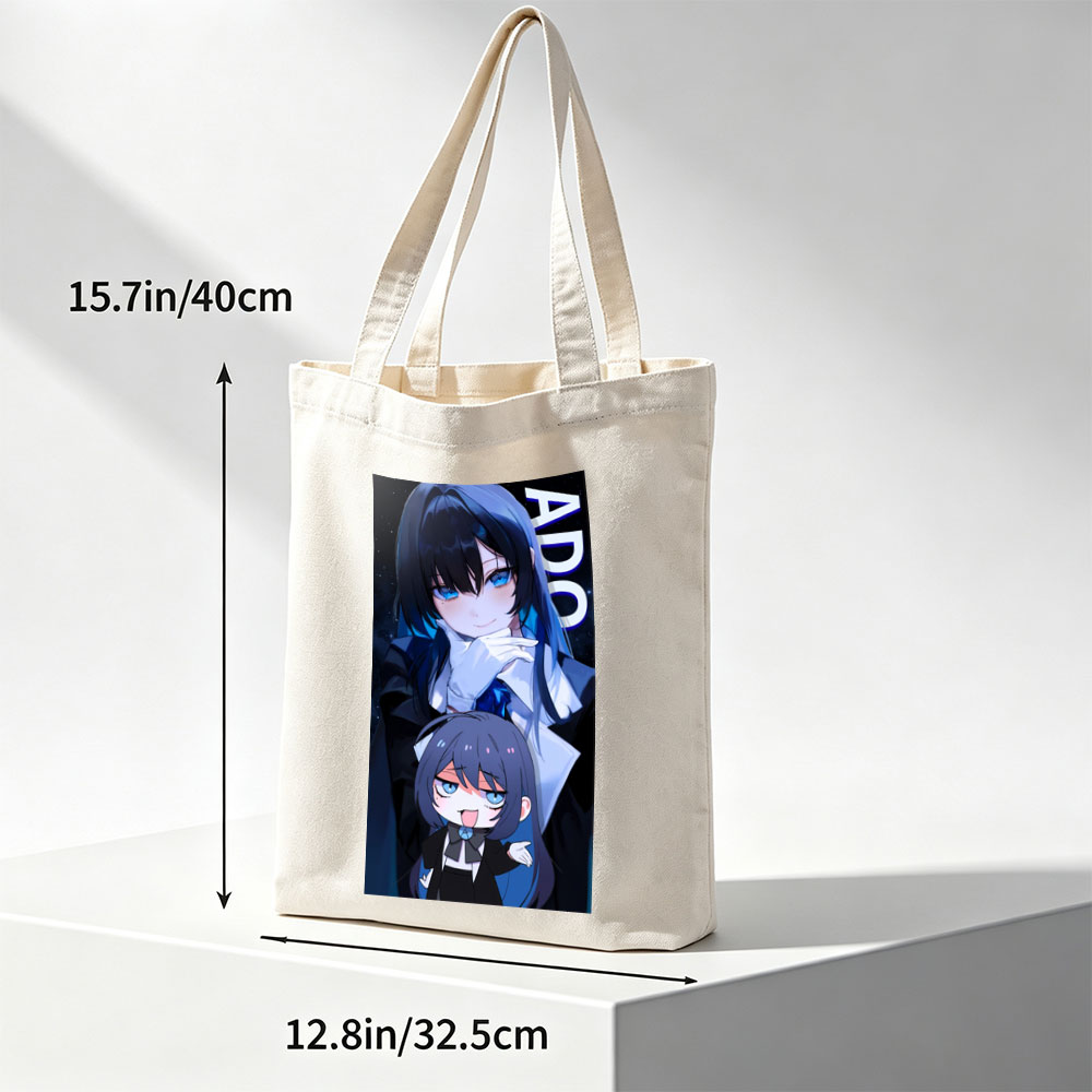 ADO - Anime Character Portrait with Chibi Version in Cosmic Background - Canvas tote bags