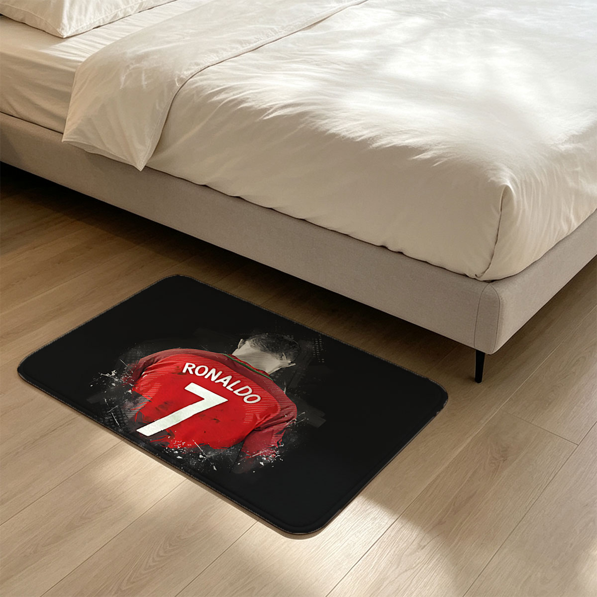 Ronaldo in Red Jersey, Number 7, Back View - Flannel floor mat