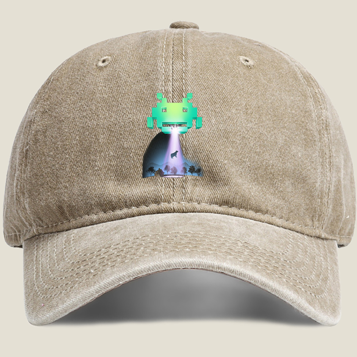 Space Invaders: Alien Abduction - Washed Denim - Baseball Cap