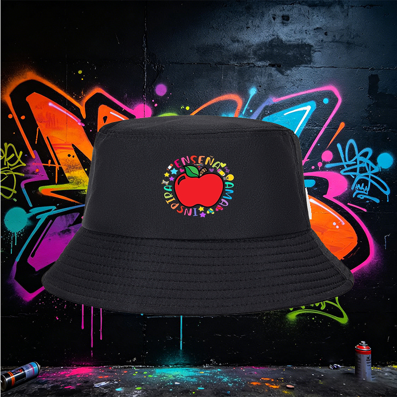 Unisex Bucket Hat with Colorful Apple 
