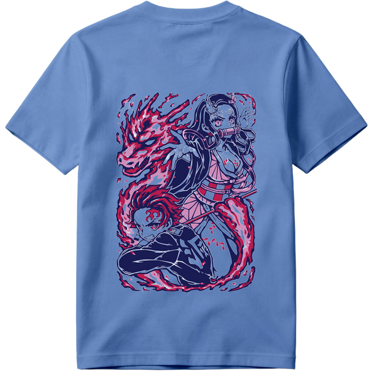 Demon Slayer: Kimetsu no Yaiba - Nezuko Kamado and Tanjiro Kamado with Flame Breathing - Tee