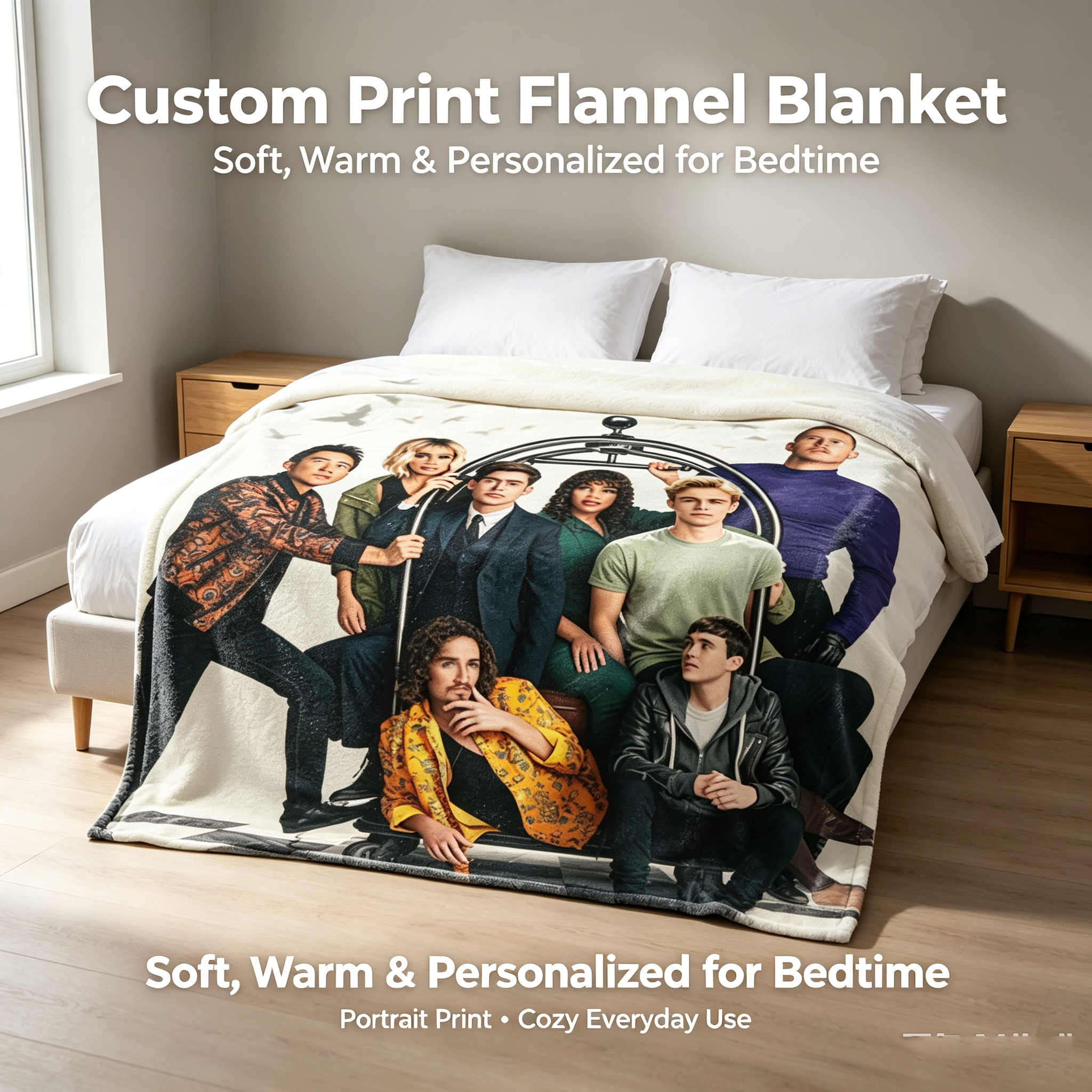 Custom Face Blanket The Umbrella Academy Flannel Blanket Cozy Home Decor Gift for Fans and Collectors