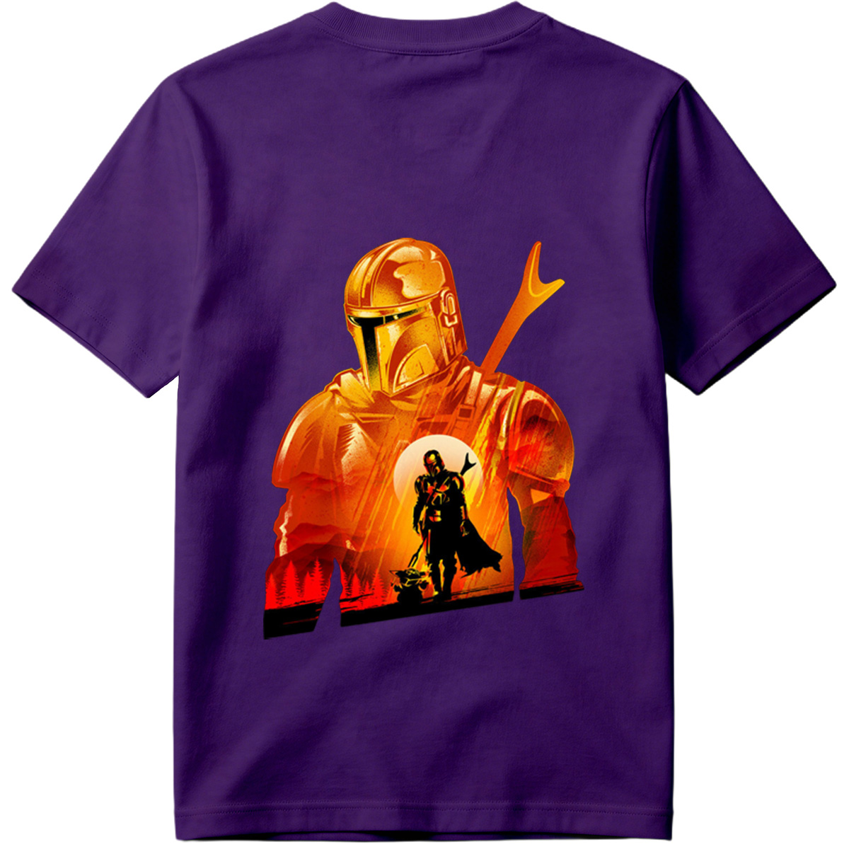 The Mandalorian and the Child in a Fiery Encounter - Tee