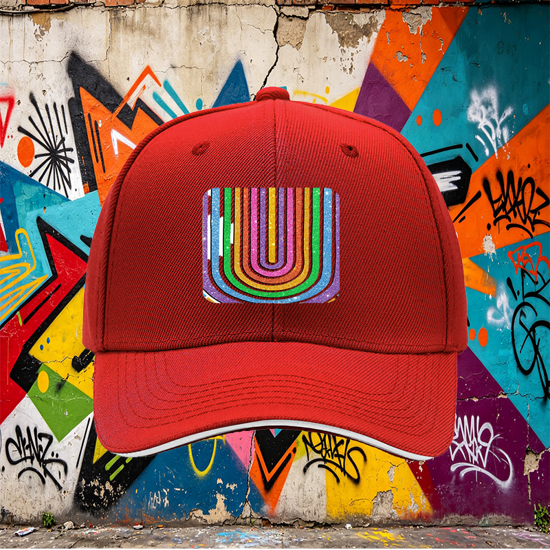 Unisex Classic Sandwich Hat with Glitter Rainbow Arch Print - Perfect for Outdoor Activities, Festivals, and Casual Wear - Ideal for Adults Seeking Stylish and Comfortable Headwear