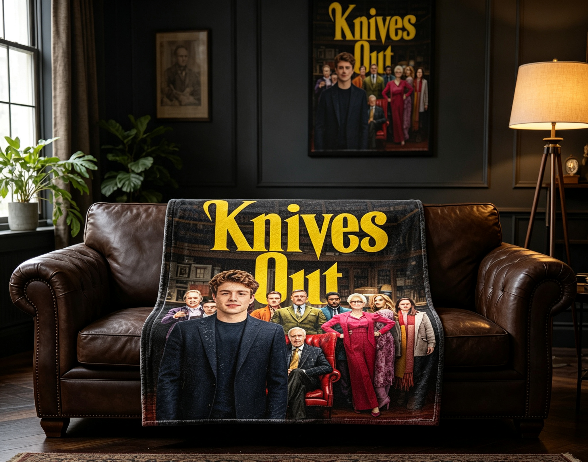 Custom Face Blanket Knives Out Movie Characters Flannel Blanket Cozy Home Decor Gift for Fans and Movie Lovers
