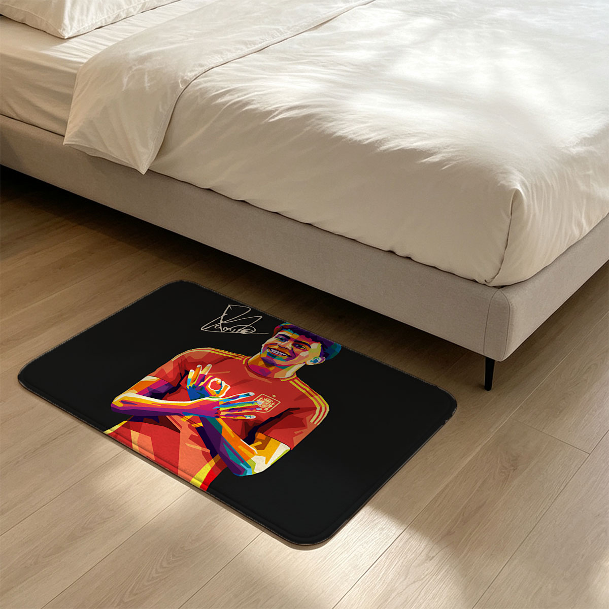 Lamine Yamal in Spain National Team Jersey, Vibrant Art Portrait - Flannel floor mat