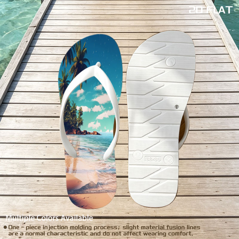 Tropical Beach with Palm Trees and Crystal Clear Water -  flip-flops