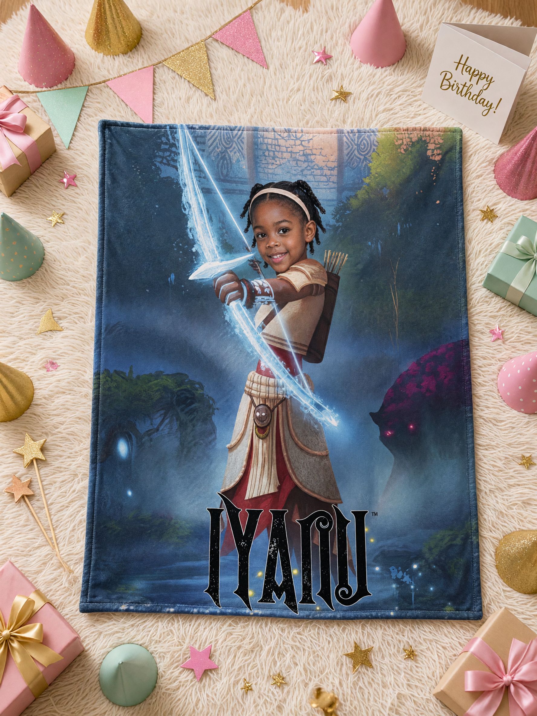Custom Face Photo Blanket Personalized Fantasy Archer Throw Ultra Soft Skin-Friendly Flannel Bed Sofa Keepsake Gift