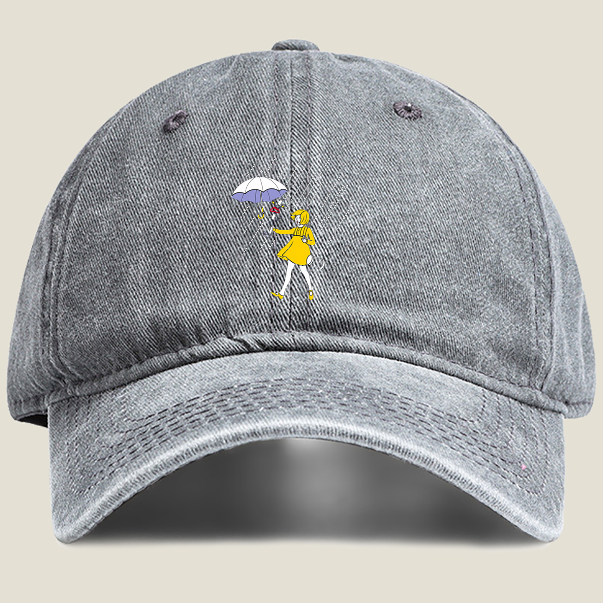 Mary Poppins in the Rain - Washed Denim - Baseball Cap