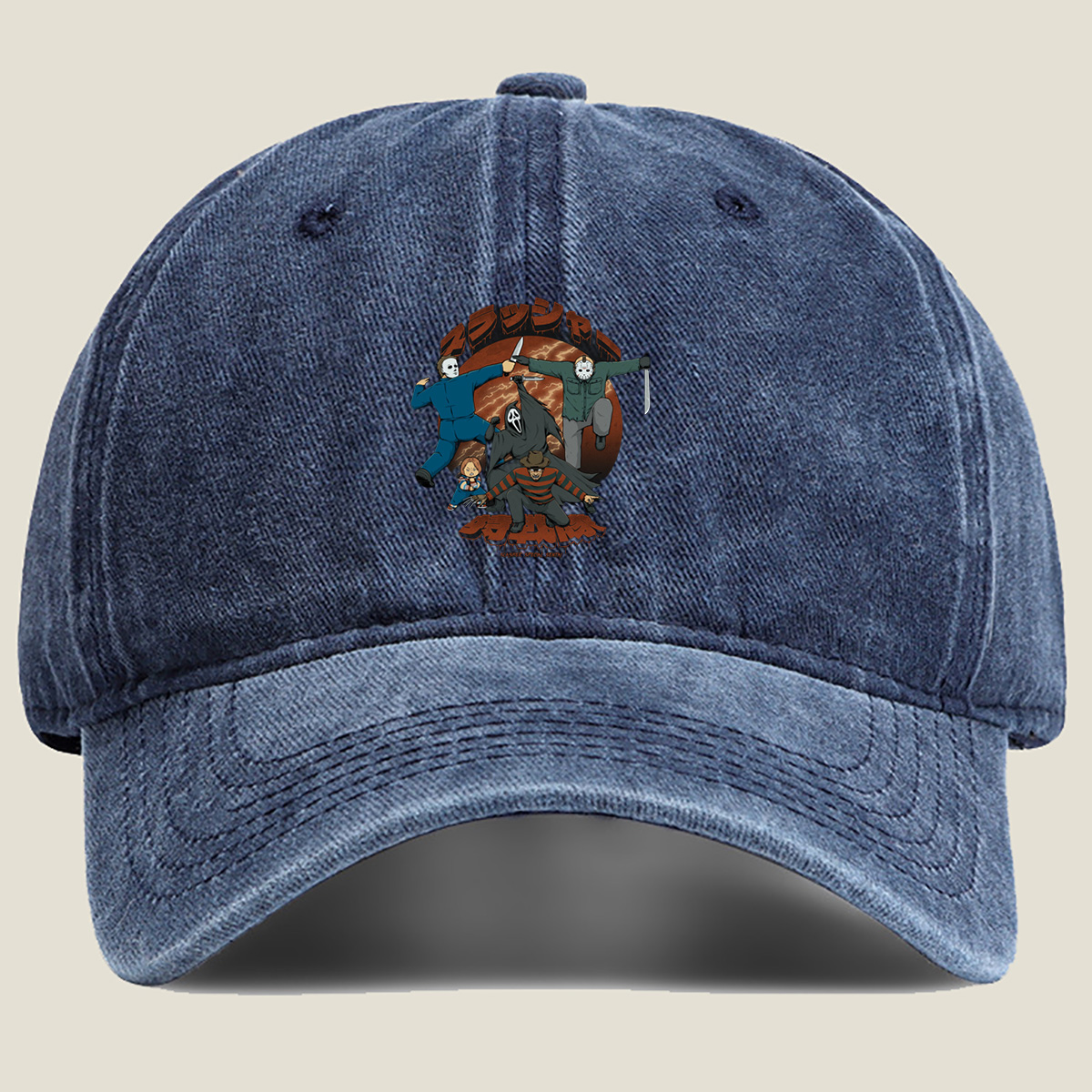 Slasher Special Sentai: Michael, Jason, Ghostface, Chucky, and Tiffany - Washed Denim - Baseball Cap