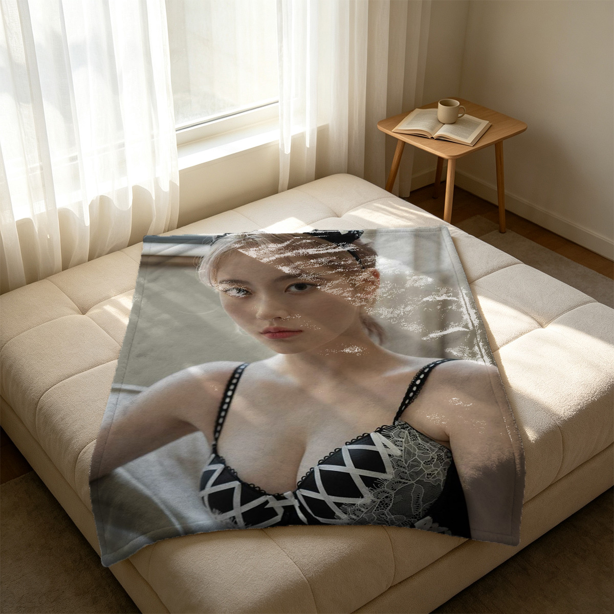 Scarlett Johansson Nude on Concrete Floor - Blanket
