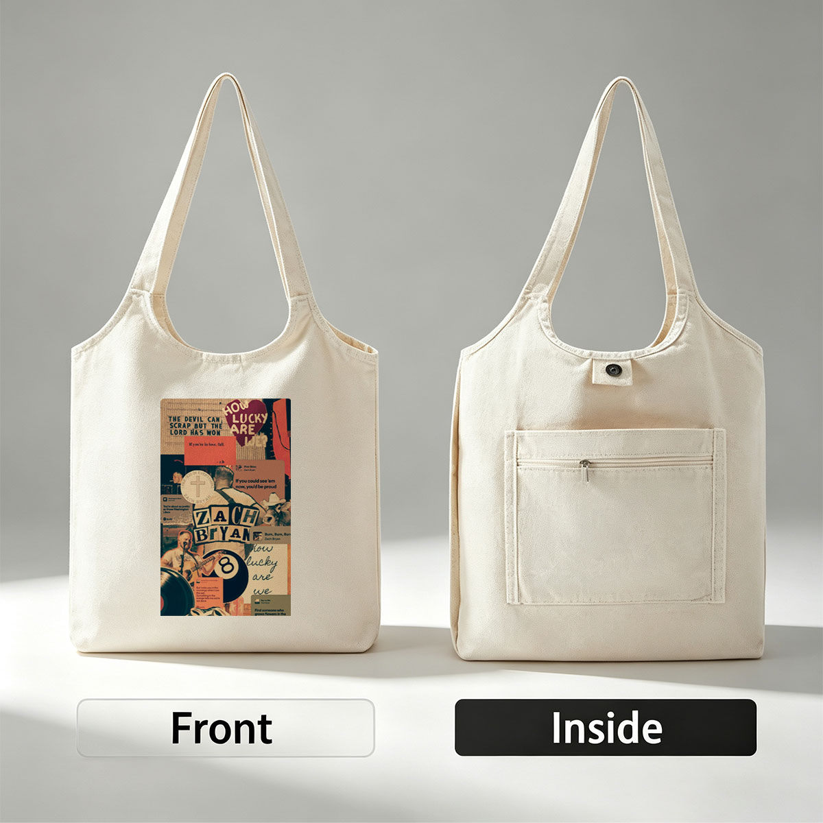 Zach Bryan Collage Featuring Lyrics, Music, and Country Themes - Canvas shoulder bags/