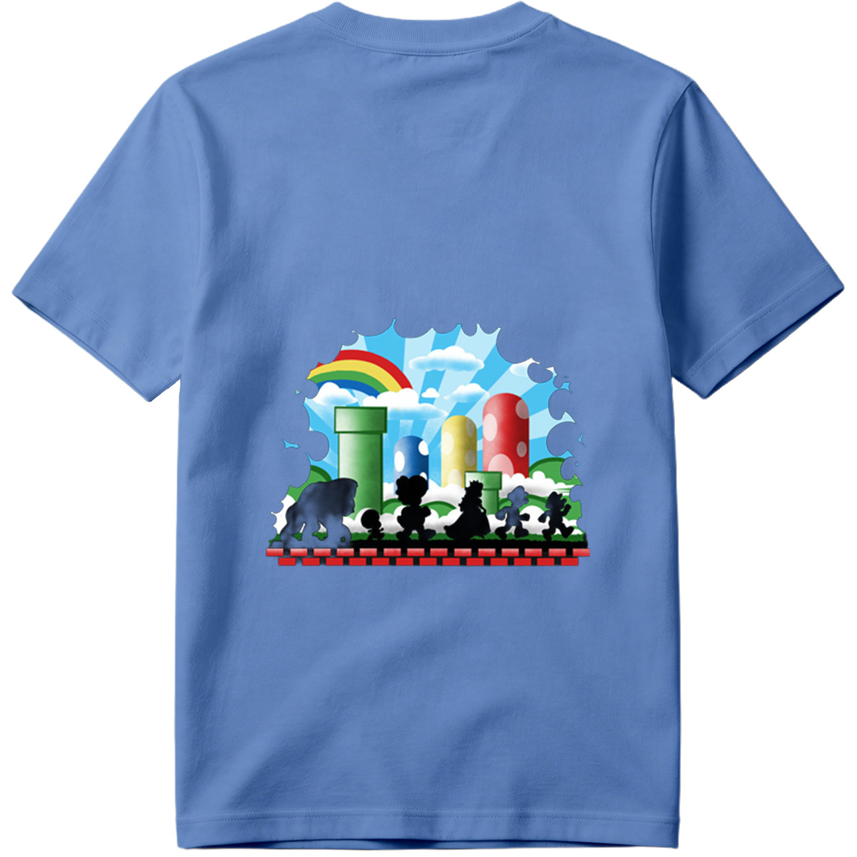 Super Mario Silhouettes: Koopa, Toad, Princess, Mario, and Luigi - Tee