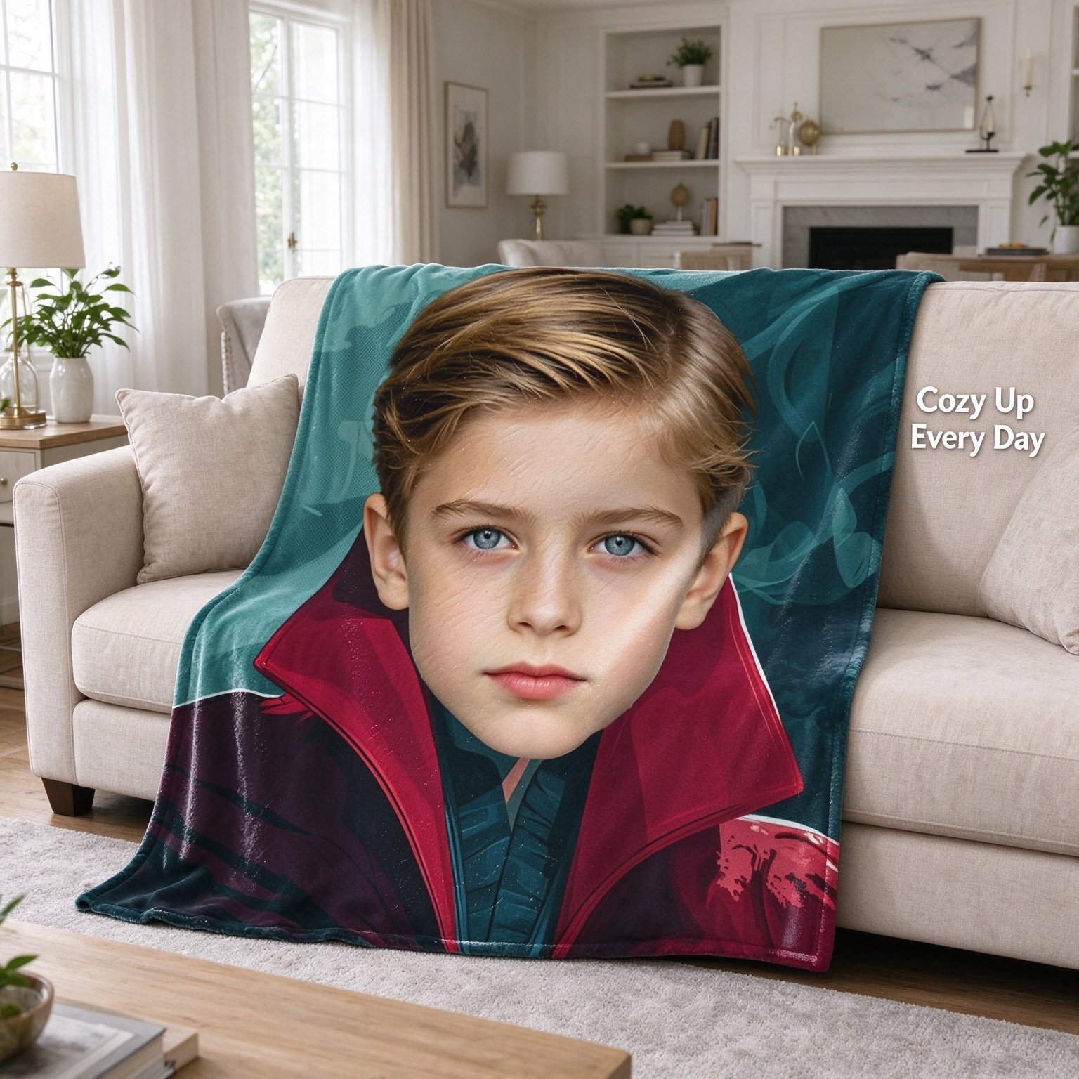 Custom Photo Face Blanket Ultra Soft Velvet Flannel Fleece Throw Personalized Portrait Keepsake Gift for Bed and Couch