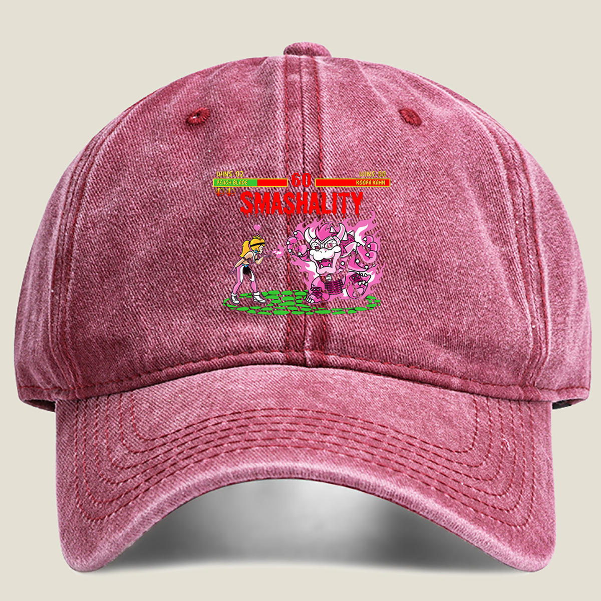 Peach Blade vs Koopa Kahn: Smashality Showdown - Washed Denim - Baseball Cap