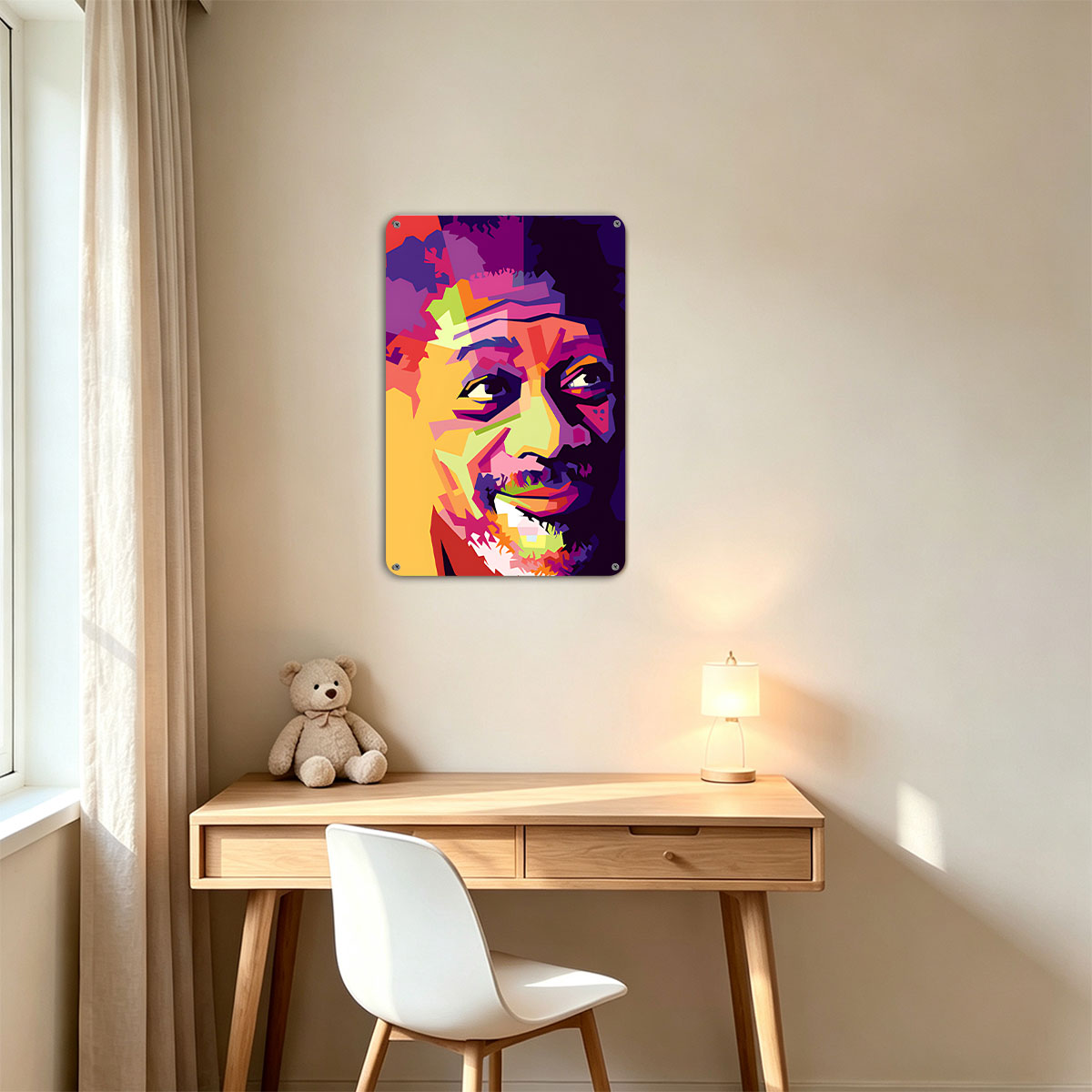Colorful Abstract Portrait of a Man with Vibrant Geometric Patterns - painting