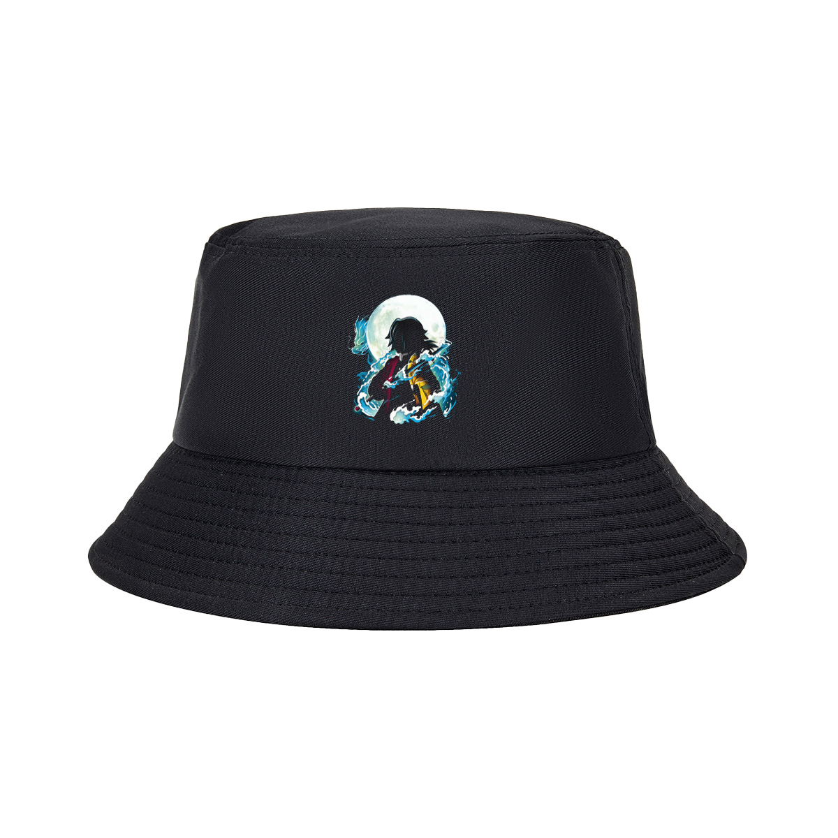 Demon Slayer Tanjiro Kamado Water Breathing Moon Background - Fisherman's Hat