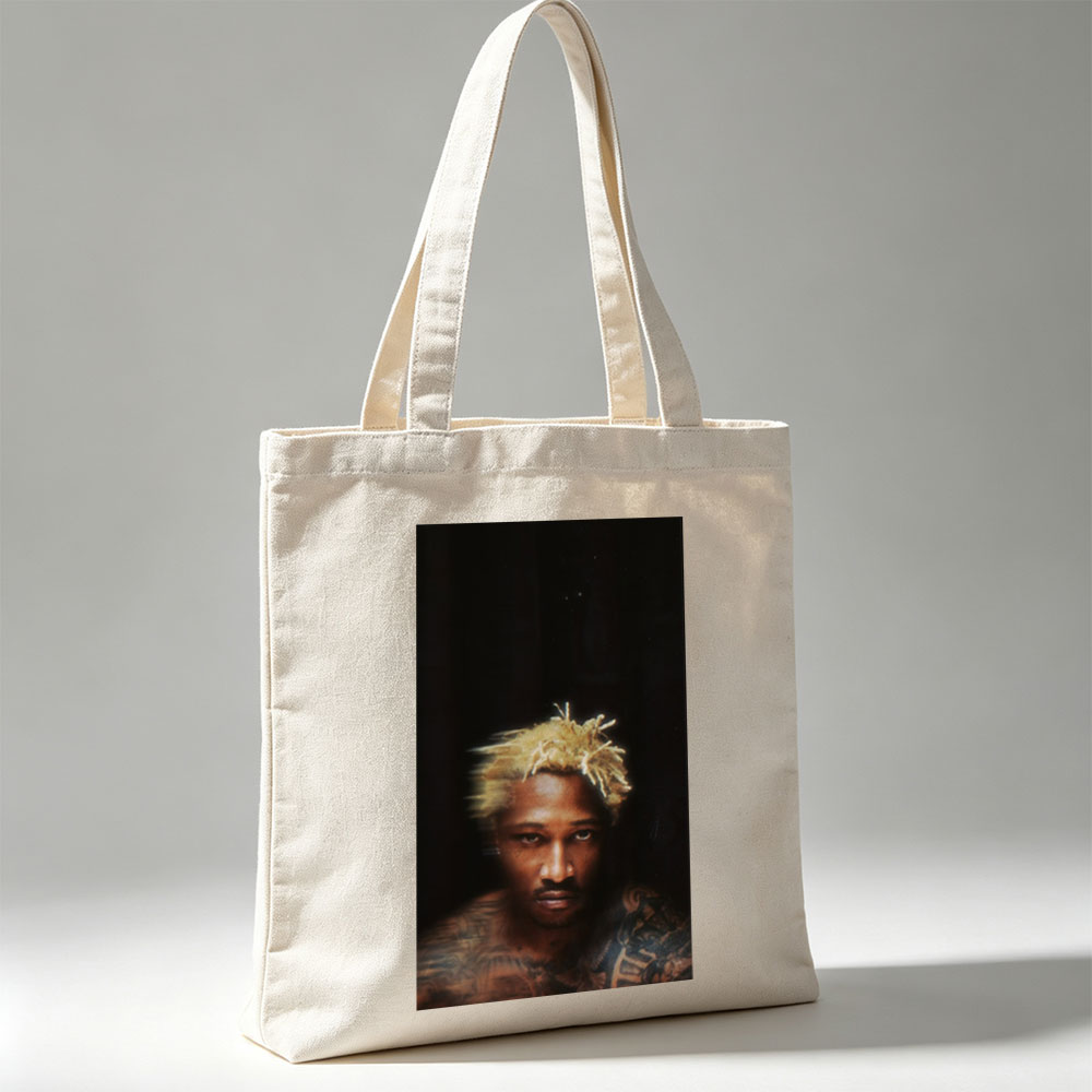 Future Rapper with Blonde Dreads and Tattoos in Dark Portrait - Canvas tote bags