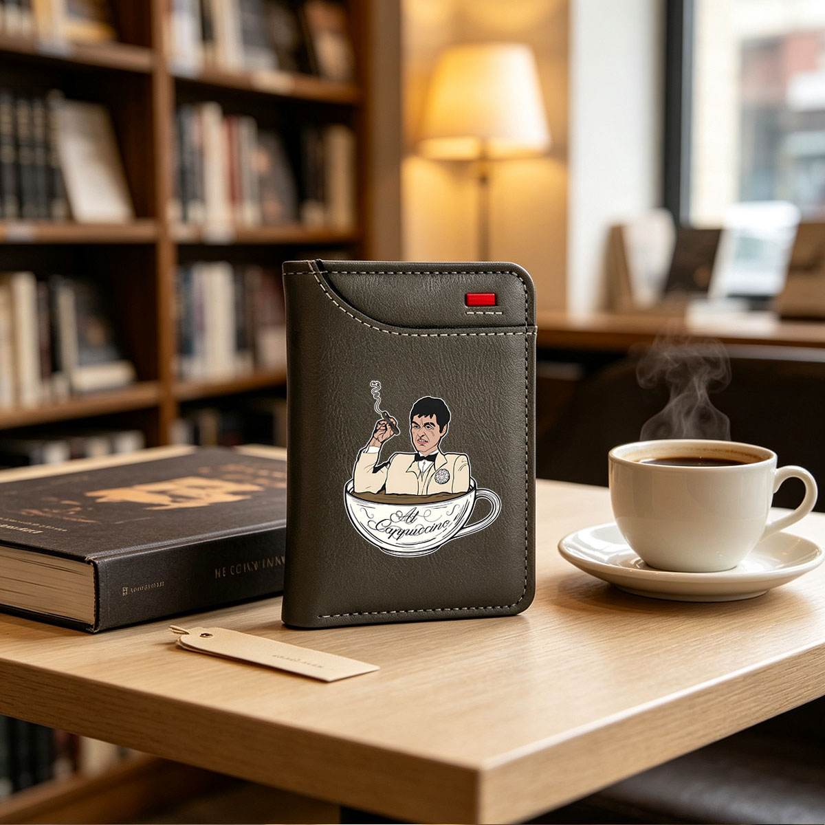 Al Capone in a Cappuccino Cup - Vertical Style Wallet