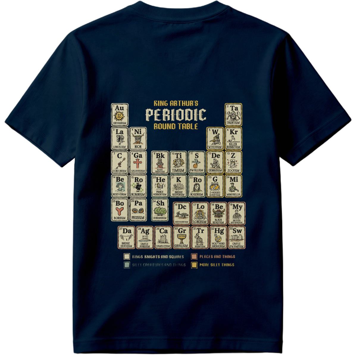 King Arthur's Periodic Round Table: A Fantasy Elemental Chart - Tee