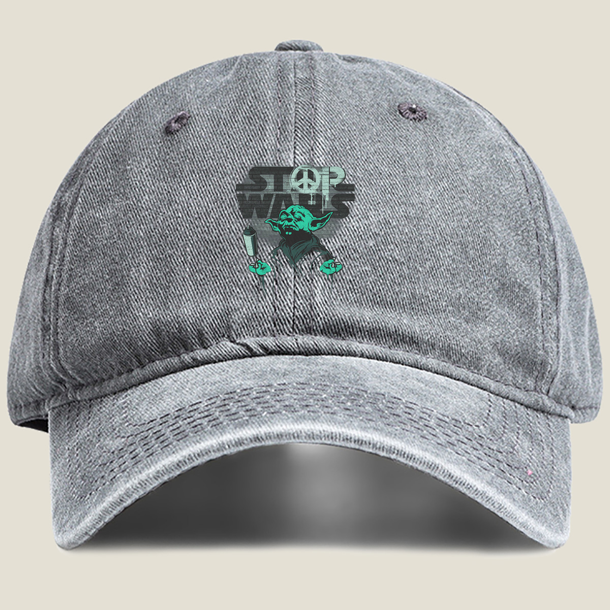 Stop Wars: Yoda Peace Protest - Washed Denim - Baseball Cap