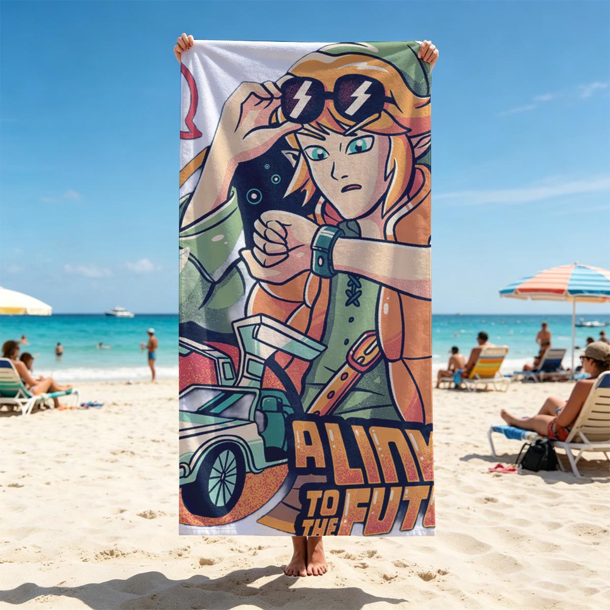A Link to the Future: Zelda Meets Back to the Future - Beach towels