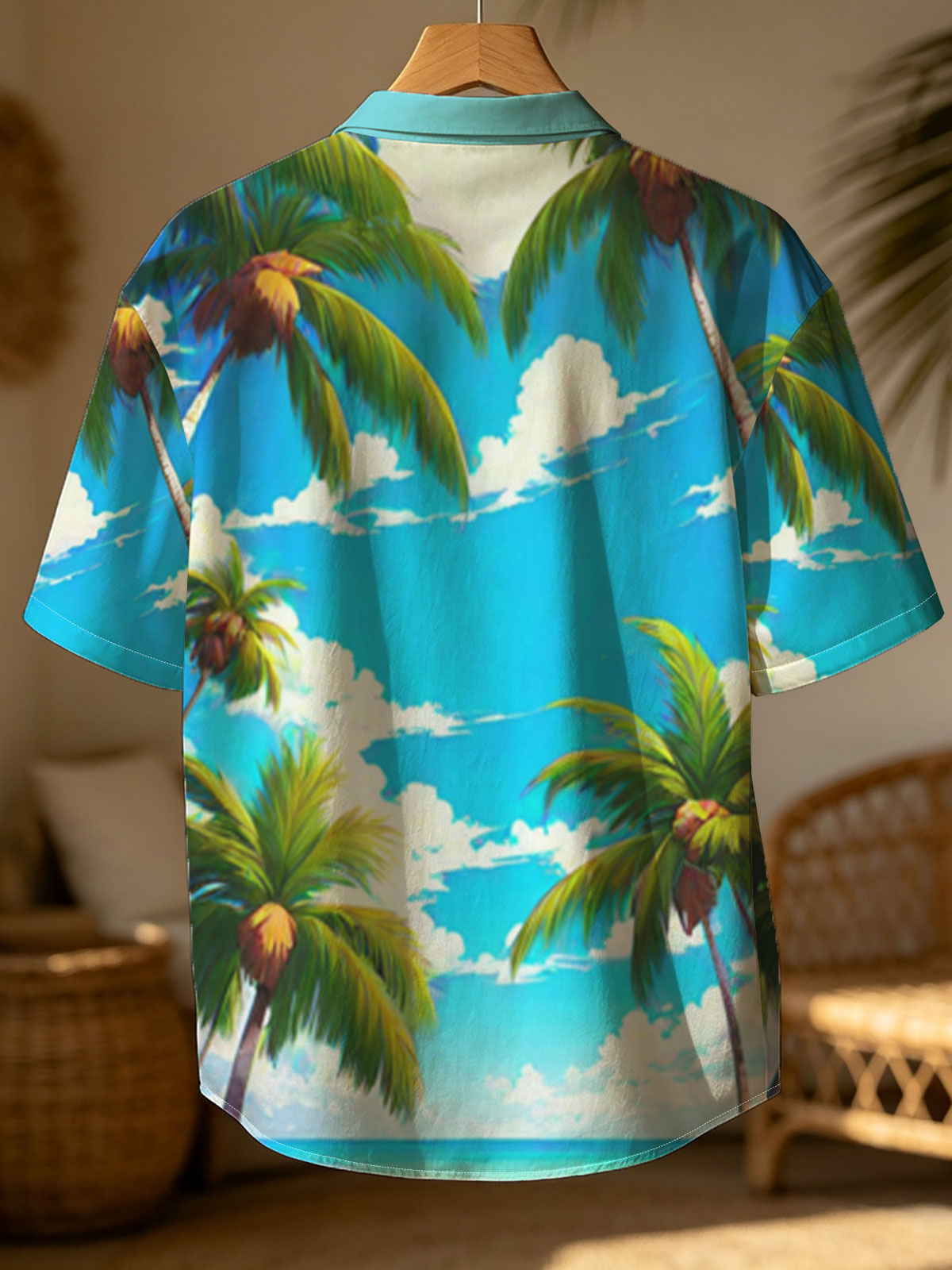 Tropical Beach with Palm Trees and Blue Sky -  Shirt