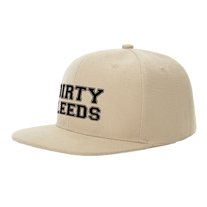 Flat Brim Baseball Cap Dirty Leeds Outline Print Streetwear Underground Skate Style for Basketball Court Skate Park Urban Lifestyle Skaters Rappers Streetwear Enthusiasts