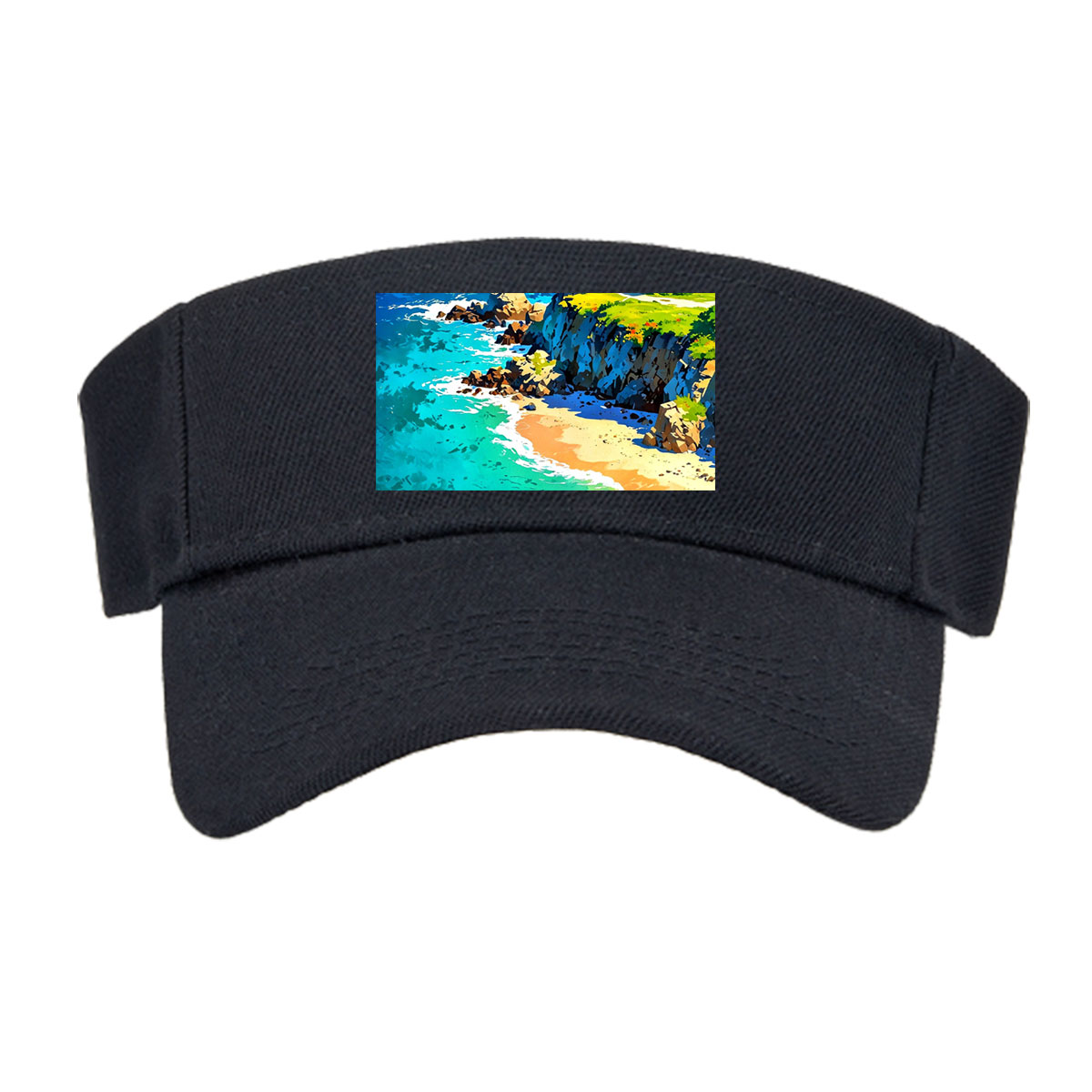 Coastal Lighthouse and Turquoise Bay with Boats -  Visor cap
