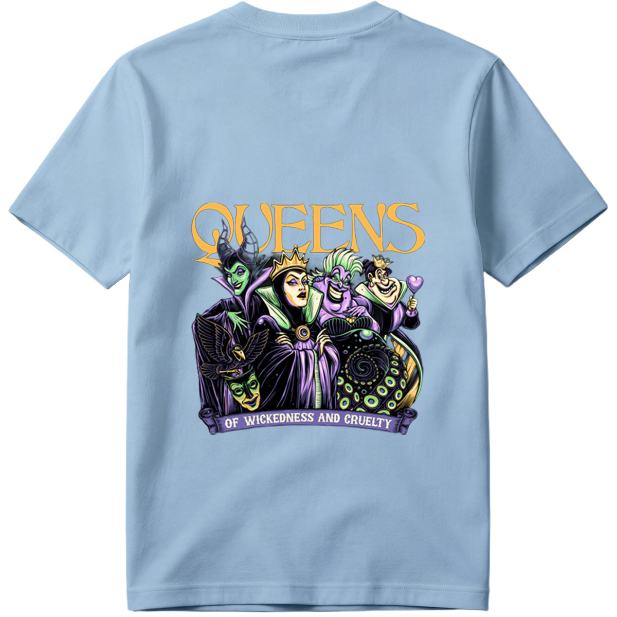 Queens of Wickedness and Cruelty: Maleficent, Evil Queen, Ursula, and Queen of Hearts - Tee