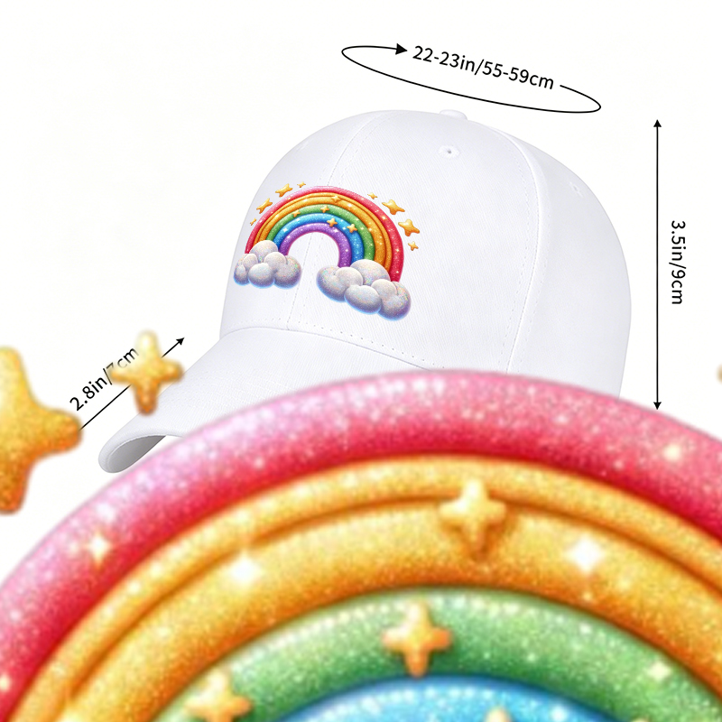Unisex Classic Baseball Cap with Rainbow and Stars Print | Lightweight Adjustable Hat for Outdoor Activities, Travel, Casual Wear | Perfect for Adults Seeking Fun and Vibrant Style