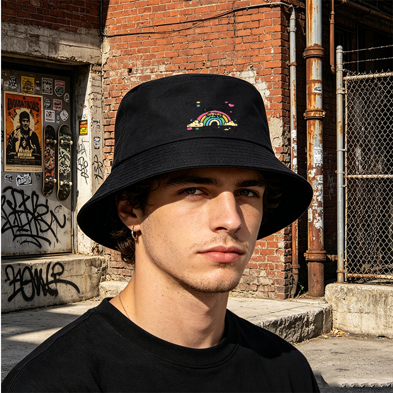 Unisex Classic Bucket Hat with Rainbow and 