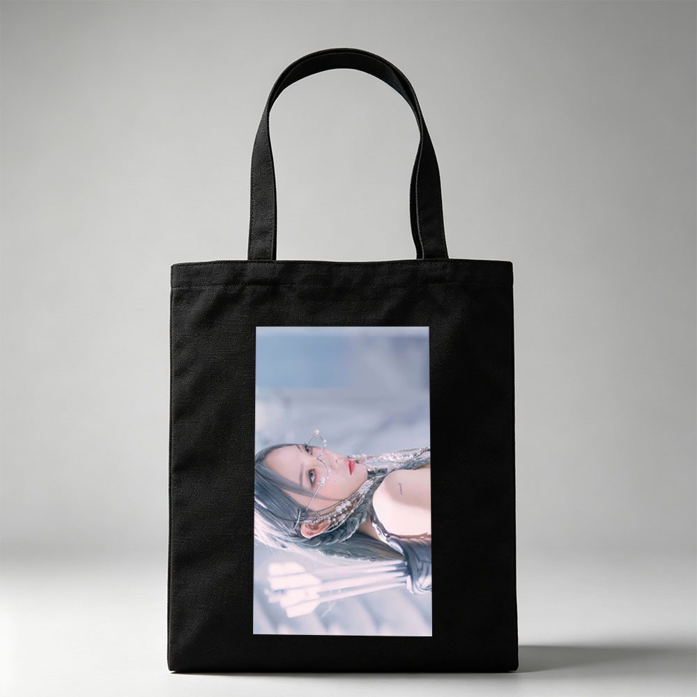 Jennie Blackpink Ice Queen Fantasy Portrait with Pearl Accessories and Silver Hair - Canvas tote bags