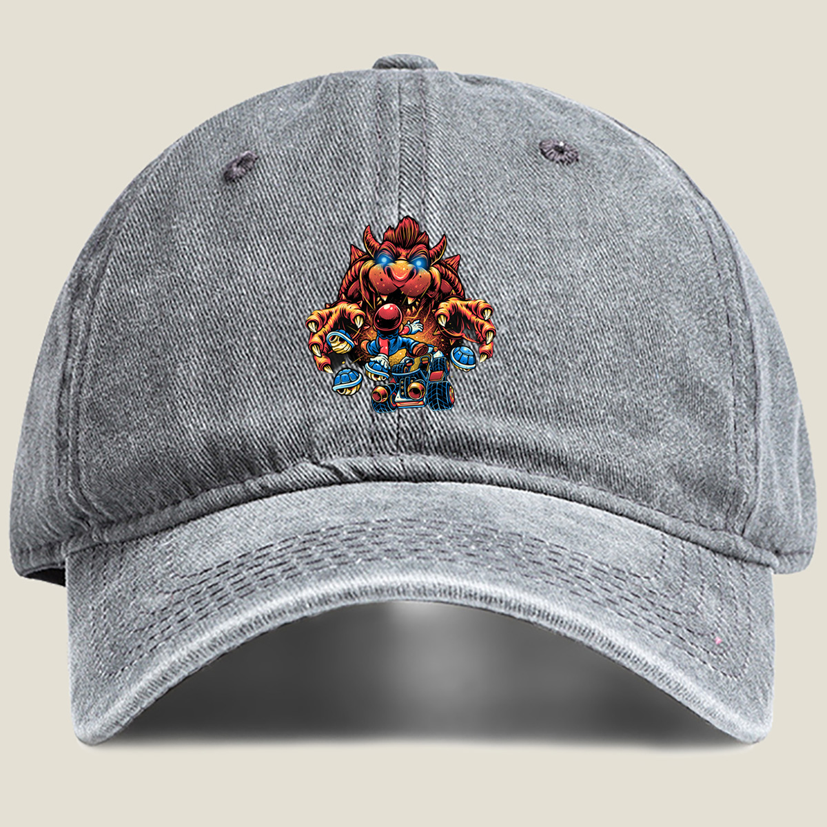 Mario vs Bowser: Kart Clash - Washed Denim - Baseball Cap