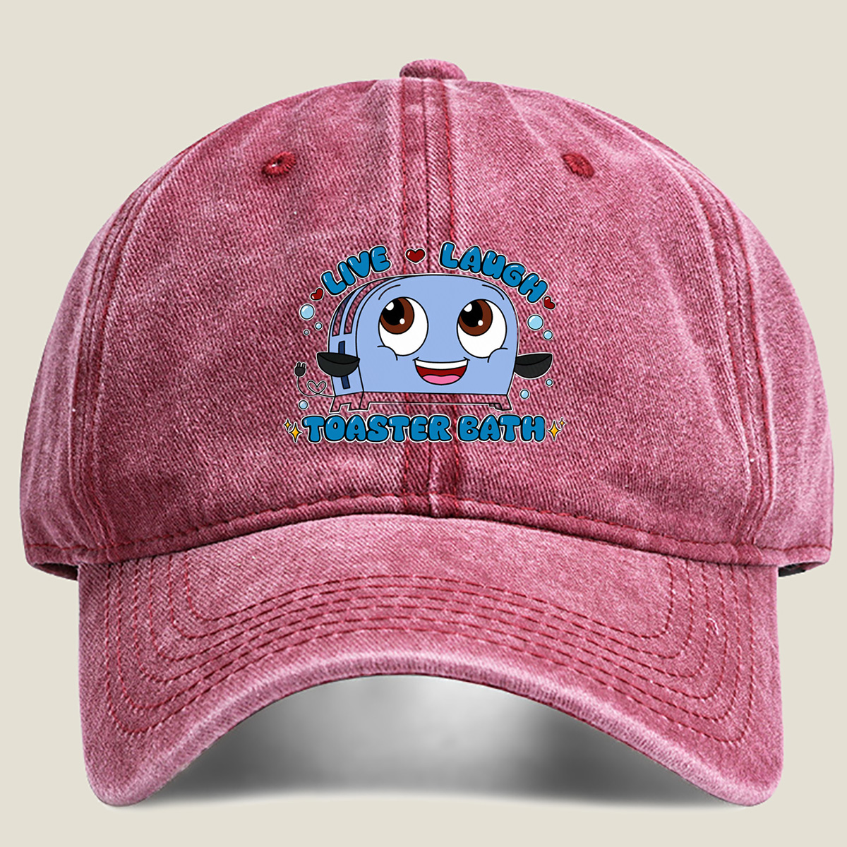 Live Laugh Toaster Bath - Washed Denim - Baseball Cap