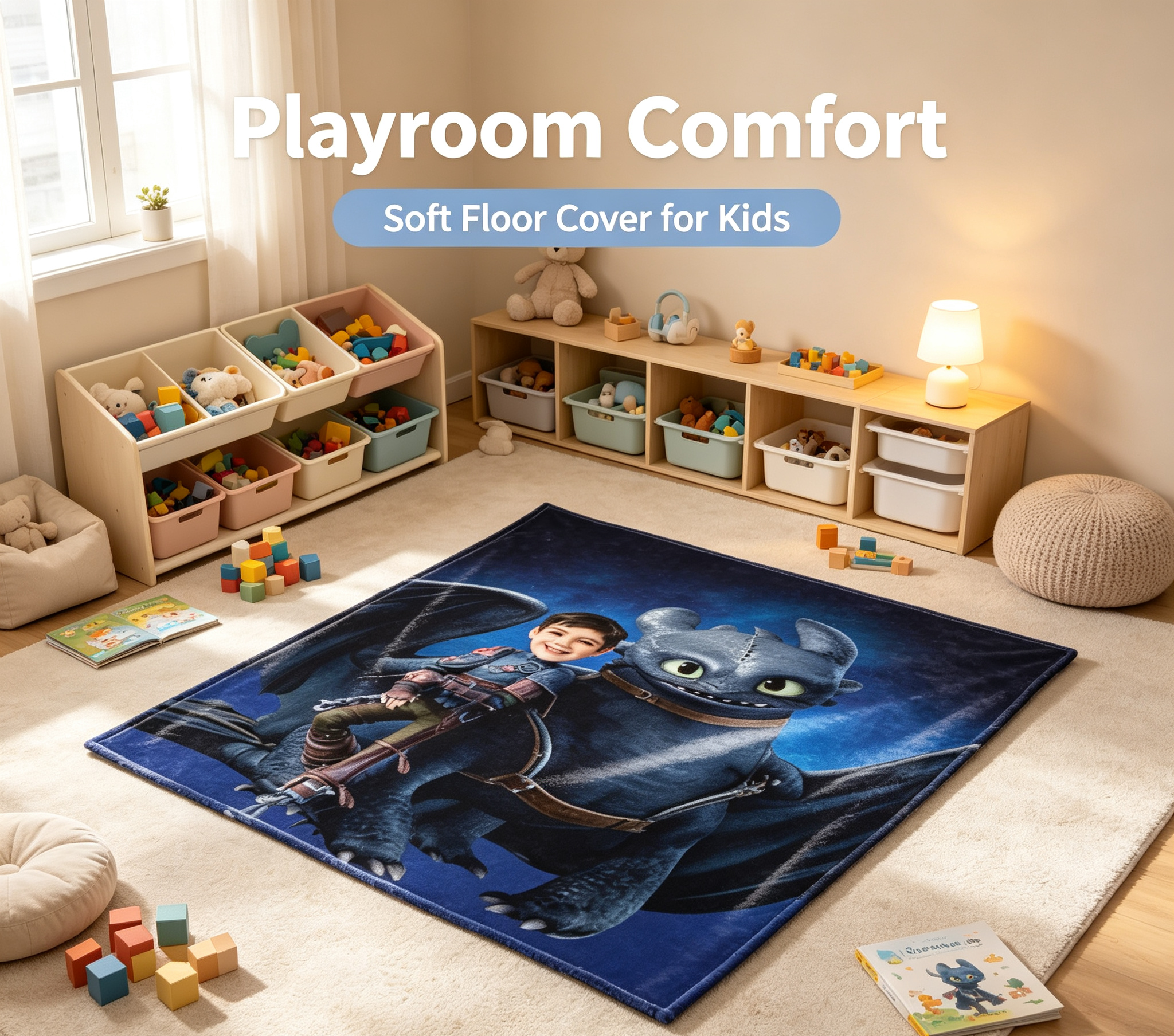 How to Train Your Dragon Toothless Personalized Photo Blanket, Custom Picture Fleece Blanket for Kids Birthday Gift