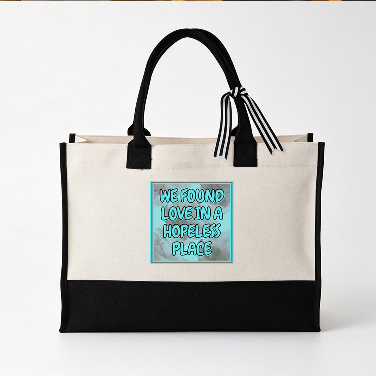 We Found Love in a Hopeless Place - Rihanna & Drake Collaboration - Canvas patchwork gift tote bag