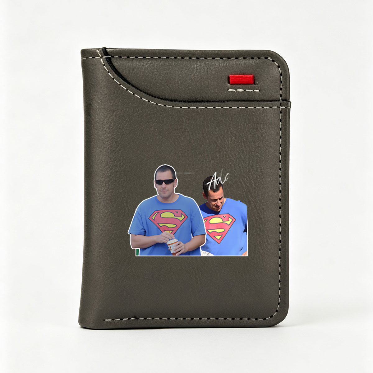 Two Men in Superman Shirts, One Holding a Cup, Signed 