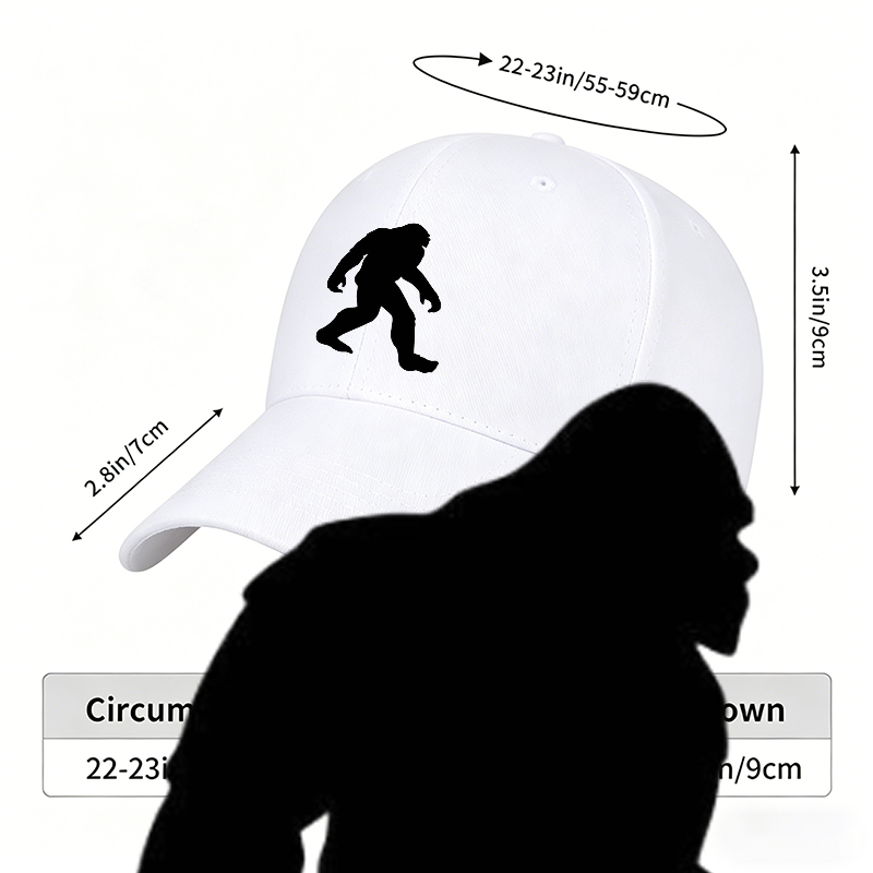 Unisex Classic Baseball Cap with Bigfoot Silhouette Print - Outdoor Adventure Hat for Hiking, Camping, and Nature Enthusiasts, Men Women Adult Casual Wear