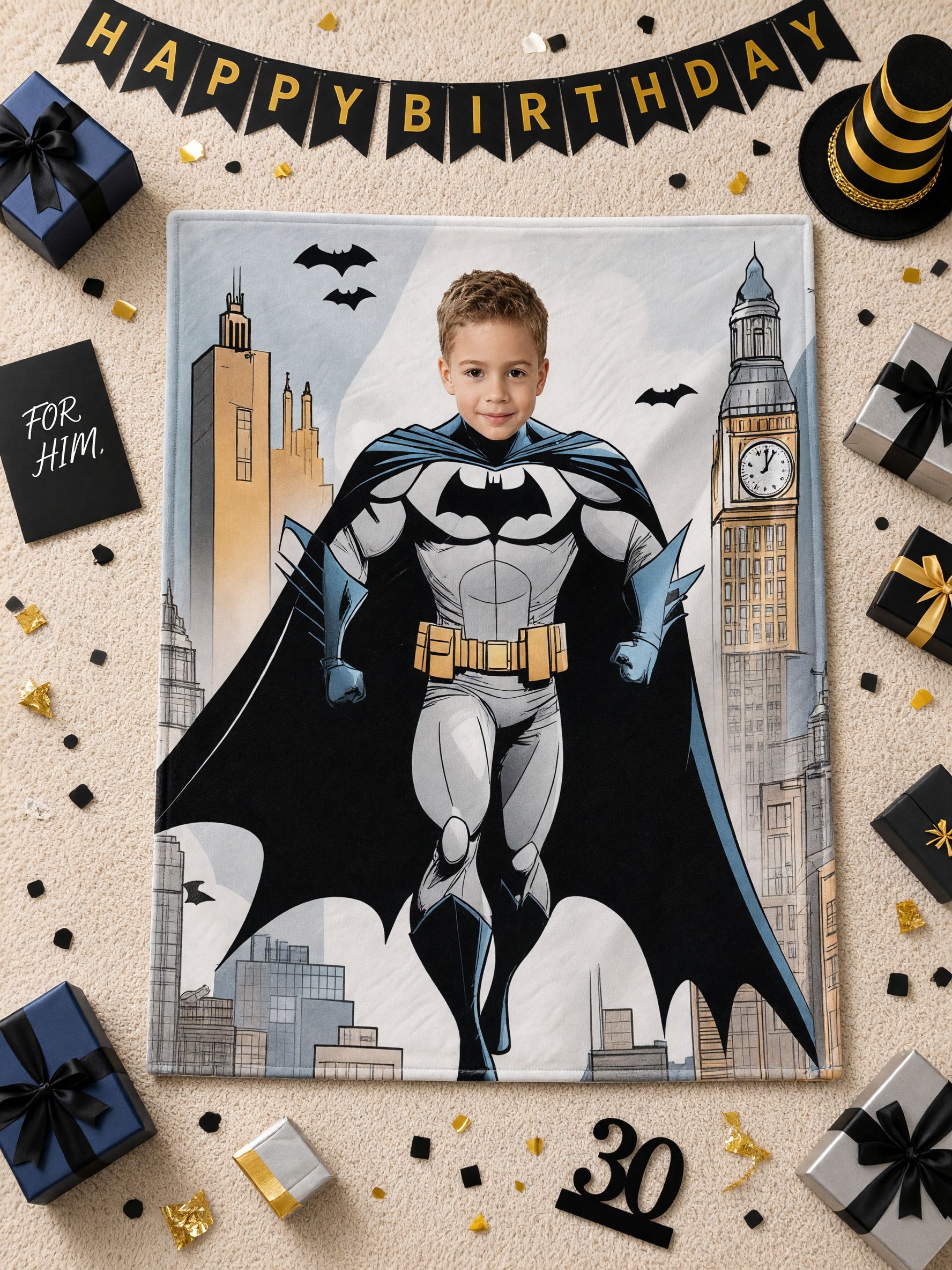 Custom Face Superhero Blanket Personalized Photo Flannel Throw Soft Skin Friendly Bed Couch Fleece Blanket Kid Gift