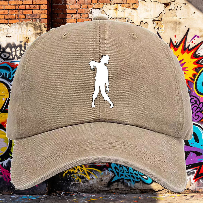 Men's Printed Washed Cotton Cap with Silhouette Design - Casual Round Brim Summer Lightweight Hat for Outdoor Activities, Urban Streetwear, and Daily Wear - Ideal for Adults Seeking Fashionable and Comfortable Headwear