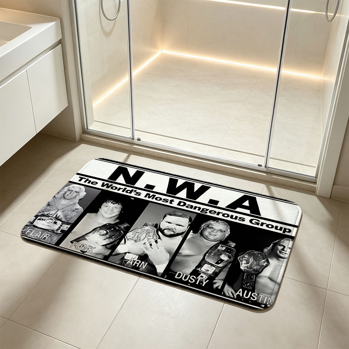 N.W.A: Flair, Funk, Arn, Dusty, Austin – The World's Most Dangerous Group - Flannel floor mat