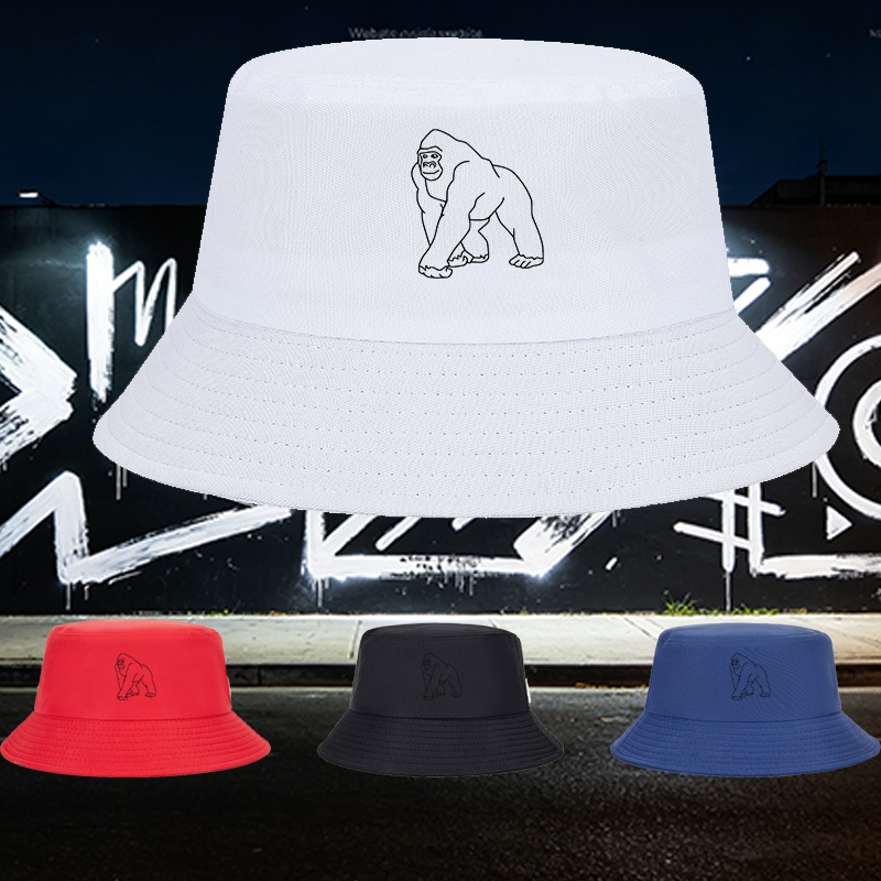 Unisex Bucket Hat with Gorilla Outline Print - Classic Adjustable Sun Hat for Outdoor Activities, Hiking, Camping, and Daily Wear - Suitable for Adults Seeking Stylish and Functional Headwear
