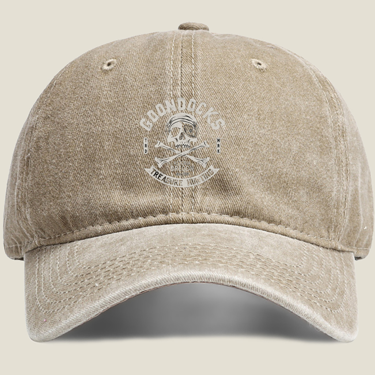 Goondocks Treasure Hunting Skull Logo - Washed Denim - Baseball Cap