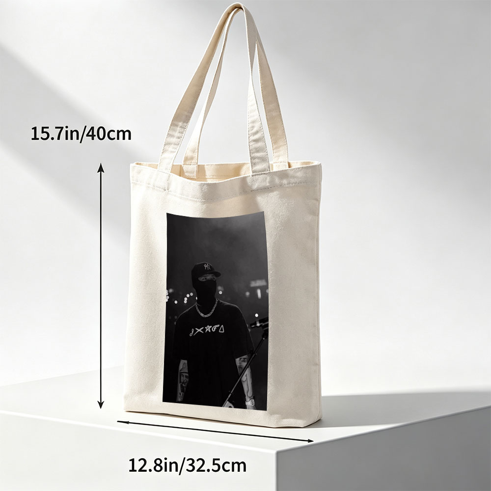 Lil Uzi Vert on Stage in Black and White Performance Shot - Canvas tote bags