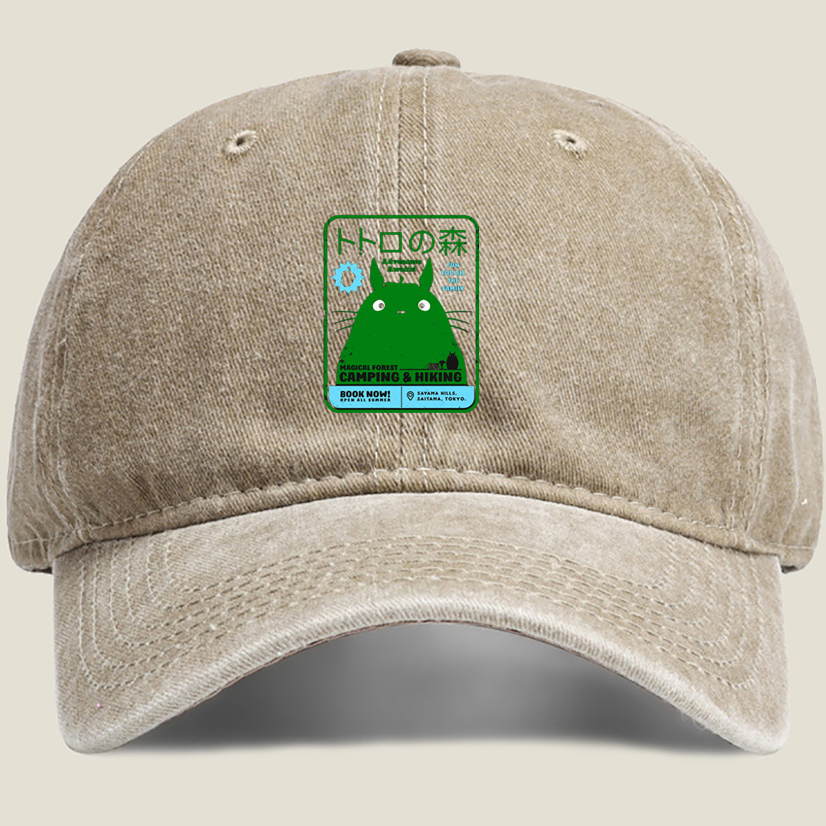 Totoro Forest Adventure: Camping & Hiking in Sayama Hills - Washed Denim - Baseball Cap