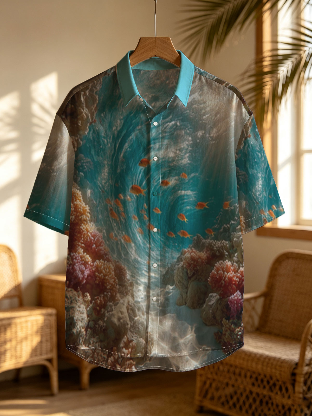 Sunlit Coral Cave with Swimming Fish -  Shirt