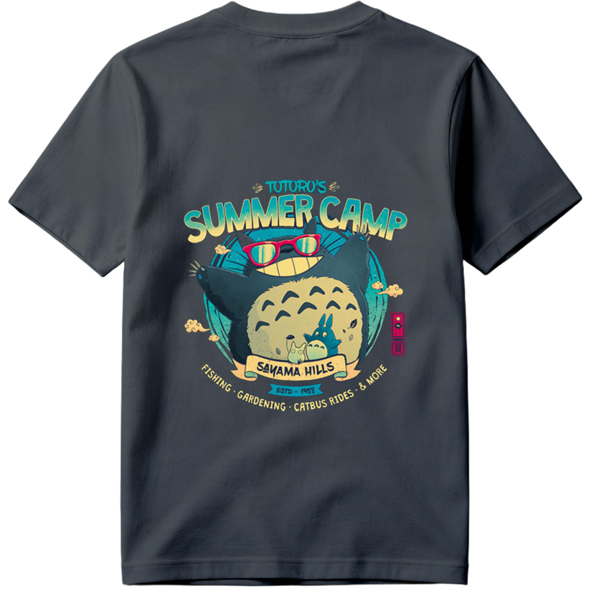 Totoro's Summer Camp: Totoro, Little Totoros, and Catbus in Sakama Hills - Tee